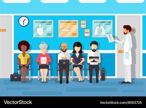 Patients in doctors waiting room Royalty Free Vector Image