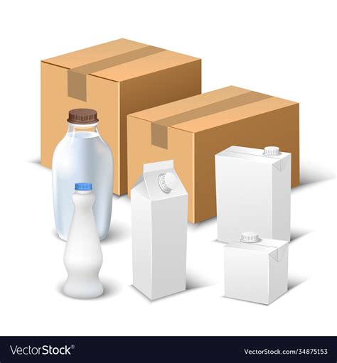 Composition realistic milk packaging Royalty Free Vector