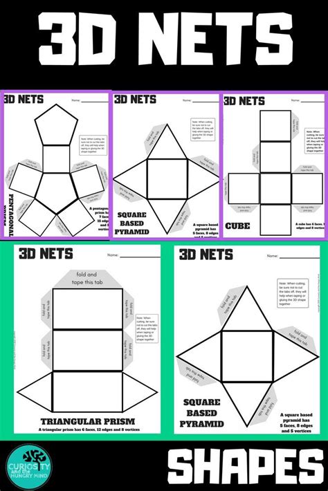 3D Net Shapes Math | Maths activities middle school, Math classroom ...