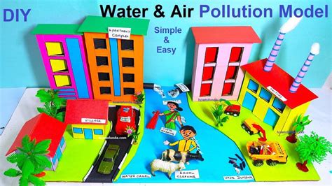 water pollution and air pollution model making using cardboard - diy - in simple steps ...