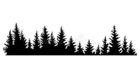 Fir Trees Silhouettes. Coniferous Spruce Horizontal Background Pattern, Black Evergreen Woods ...