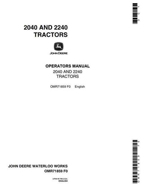 John Deere 2040 2240 Operators Manual PDF