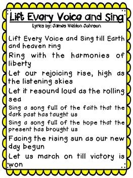 Lift Every Voice and Sing Lyrics by Mrs Parkers Professors | TpT