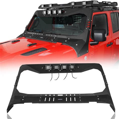 Jeep JL Windshield Frame Cover Visor Cowl w/LED Lights for 2018-2021 ...