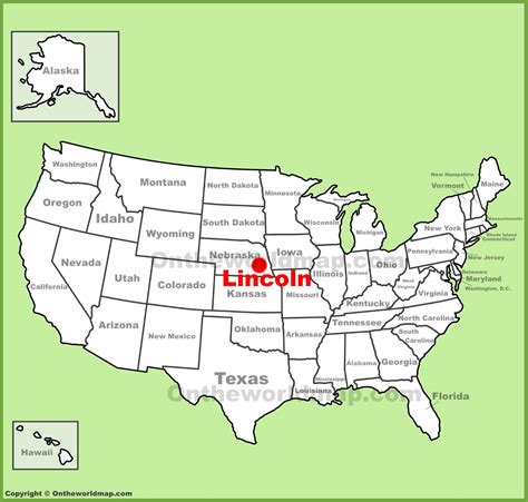 Lincoln location on the U.S. Map - Ontheworldmap.com