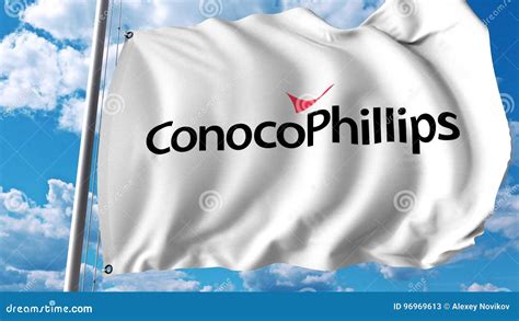 Waving Flag with Conocophillips Logo. Editoial 3D Rendering Editorial Stock Photo - Illustration ...