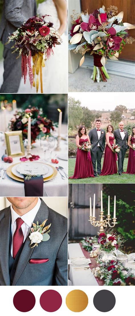 Six Beautiful Burgundy Wedding Colors In Shades of Gold | Burgundy and grey wedding, Burgundy ...