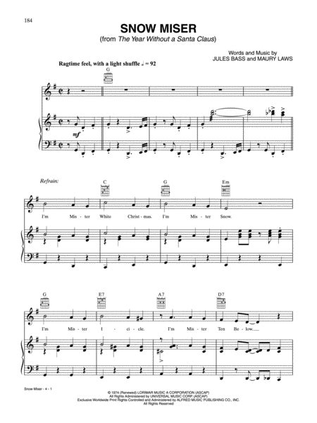 Snow Miser By Jules Bass And Maury Laws - Digital Sheet Music For - Download & Print AX.00-PS ...