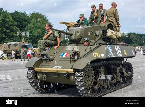 Free French M3A3 Stuart tank during WW2 military vehicles parade at ...