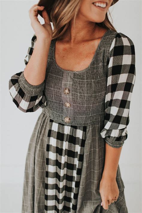 checkered patterned dress #chekeredpattern #dressforfall #fallfashion | Modest outfits, Boutique ...