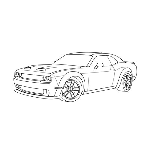 Dodge Challenger 2019 coche vector línea dibujo ilustración - Etsy México