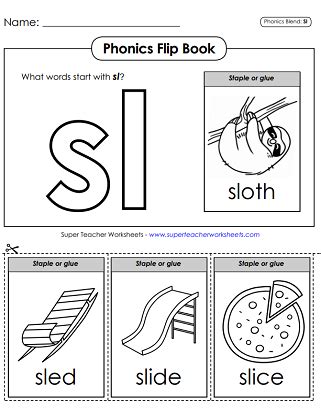 Consonant Blend /SL/ Worksheets