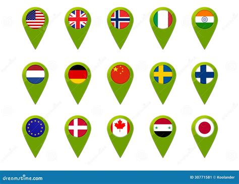 World map flag pins stock illustration. Illustration of north - 30771581