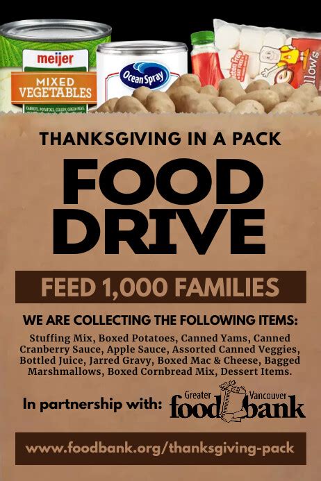 Thanksgiving Food Drive Poster Template | PosterMyWall