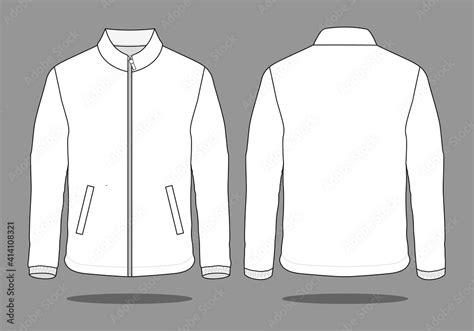 Blank White Jacket Template On Gray Background.Front and Back View ...