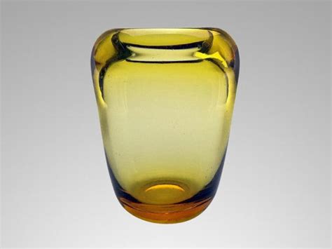 1949 Whitefriars amber glass vase - pattern 9364 - vintage 1940s vase - British mid century home ...