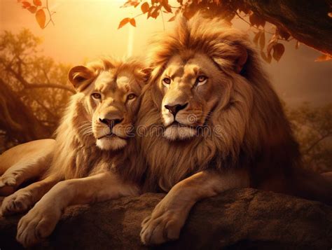 Lion couple stock illustration. Illustration of nature - 293689097