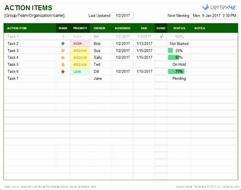 11 Action Item List Template Excel - Excel Templates - Excel Templates