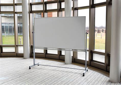 48"H x 72"W Mobile Reversible Aluminum Frame Magnetic Whiteboard Both Sides