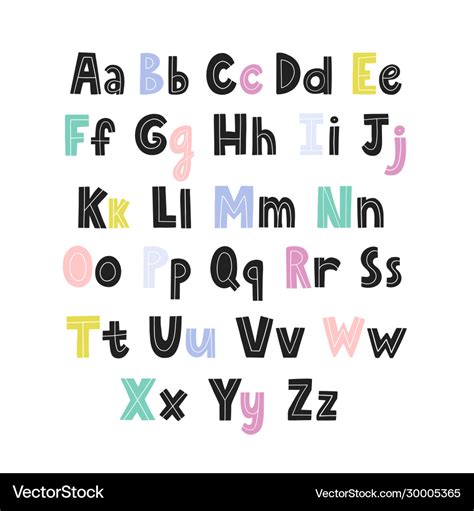 Alphabet for kids with capital and small letters Vector Image