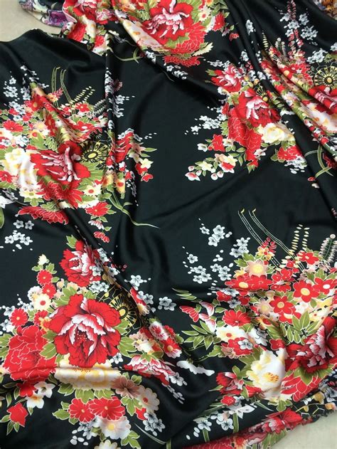 Good luster floral Pure silk fabric smooth silk natural satin print ...