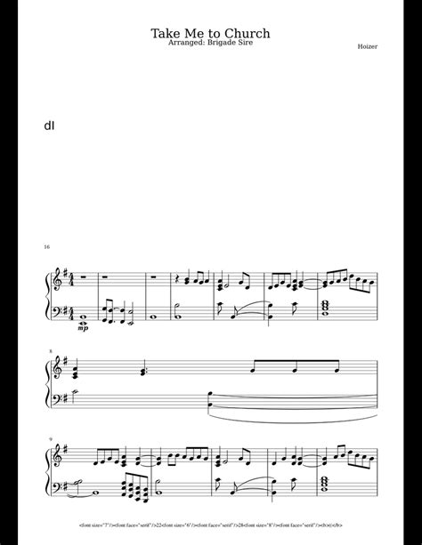 Take Me to Church sheet music for Piano download free in PDF or MIDI