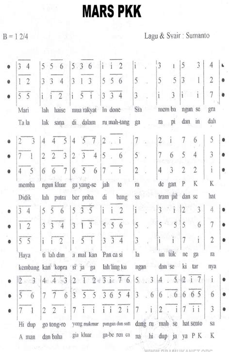 Not Lagu Mars Pkk – Ilmu