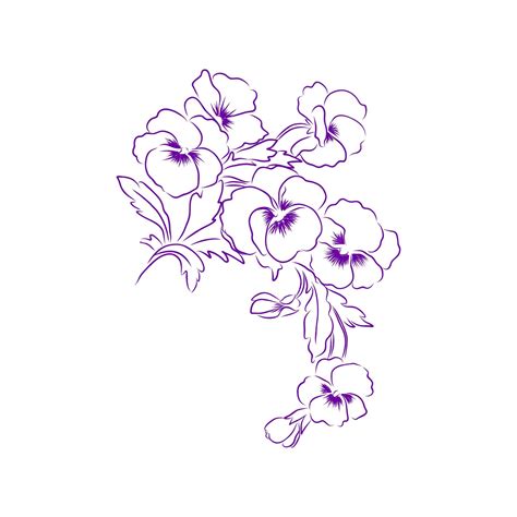 Premium Vector | Violet flower drawing vector hand drawn engraved floral set viola black ink sketch