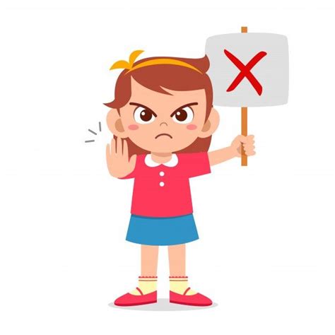 Cute girl holding wrong sign Premium Vec... | Premium Vector #Freepik #vector #people #children ...