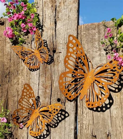 Wall Butterflies - Set of 3 - Weathered Garden Art | Butterfly wall, Art, Garden art