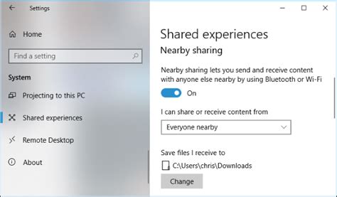 How to transfer files using Nearby Sharing in Windows 10?