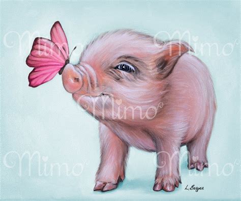 Mini Pig Print. Pig Giclee Print. Pig Print. Pig Art Print - Etsy