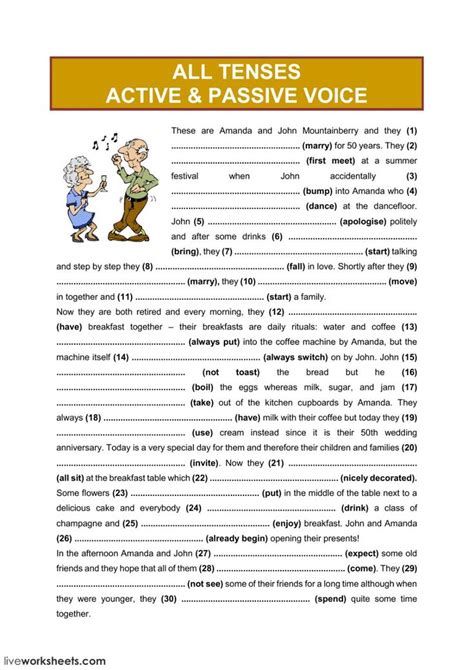 All tenses (active - passive voice)3 - Interactive worksheet | Active and passive voice, All ...