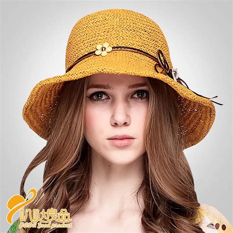 Personality Fashion Sun Hats with Belt Small Flowers Lovely Girls Folding Sun Hats Outdoor ...