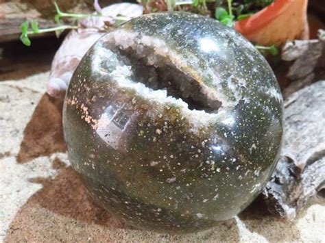 Polished Green Jasper Sphere / Crystal Ball with Vug - StarStuff.Rocks