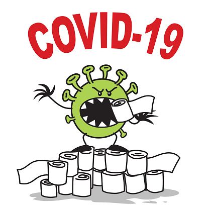 Ilustración de Concepto De Coronavirus Personaje De Dibujos Animados Devid19 Con Papel Higiénico ...