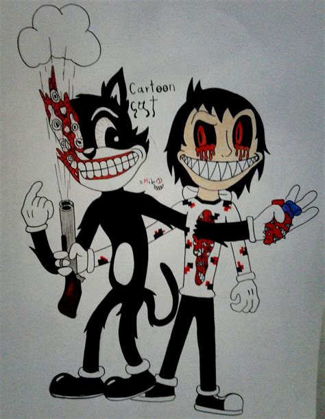 Cartoon Cat Drawing Horror - Aesthetic Drawing