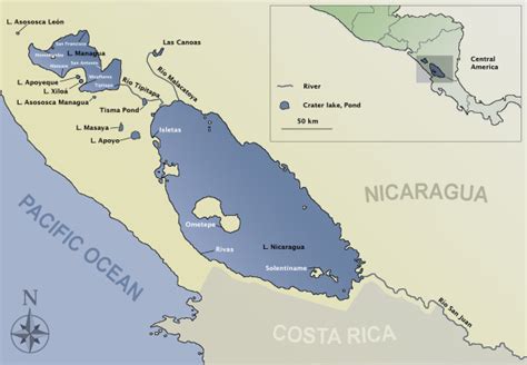 Map of the Pacific coast of Nicaragua and Costa Rica. Labeled... | Download Scientific Diagram