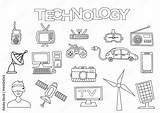 Technology Elements Hand Drawn Set Coloring Book Template Outline  sketch template