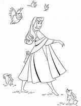 Princess Aurora Walking Coloring Page  Free Printable Pages sketch template