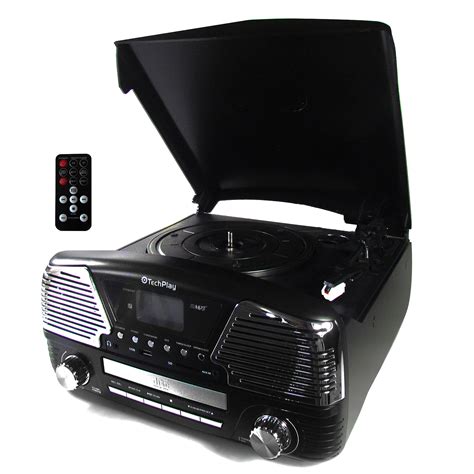 TechPlay 3 Speed BT Turntable, Programmable MP3 CD Player, USB/SD, Radio & Remote Control in ...