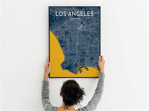 Los Angeles Blue Map Poster Los Angeles City Blue Map Poster | Etsy