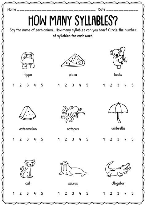 Syllable Activities For Kindergarten