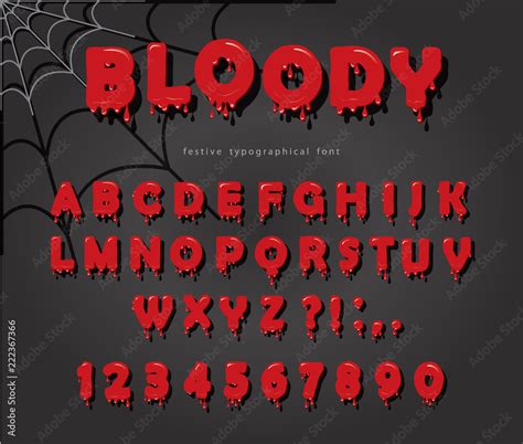 Halloween blood font. Abc bright red liquid letters and numbers. Stock ...