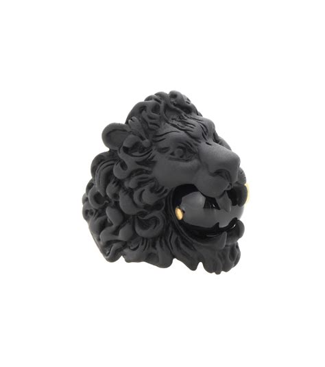 Gucci Lion Head Ring in Black - Lyst