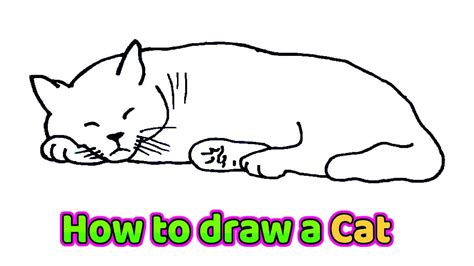 How to draw Cat | Cat laying down drawing | Easy Step by Step - YouTube