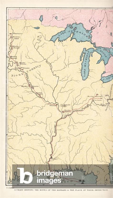 Image of Map of the migration of the Mandan nation and their