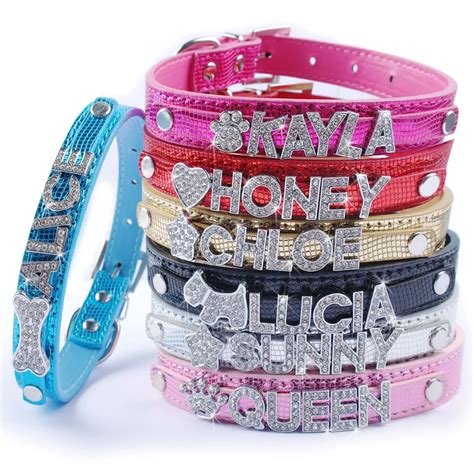 Bling Personalized Dog Collar Rhinestone Customized Buckle Free Name ...