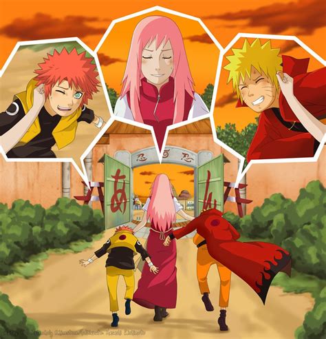 Naruto Sakura And Their Child on We Heart It Naruto And Sasuke, Sarada Uchiha Manga, Naruko ...