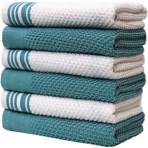 Premium Kitchen Towels (16”x 28”, 6 Pack) – Large Cotton Kitchen Hand Towels –Weft Insert Design ...